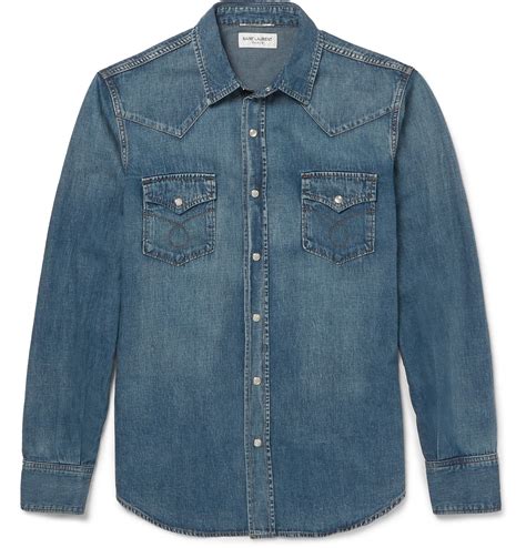 ysl shirt men's clothing free shipping|ysl denim shirt.